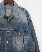 ジンチョンボクシーフィットデニムジャケット / deep blue over Fit Denim Jacket