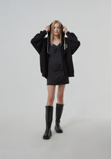 HEAVY WEIGHT OVERFITTED UNIVERSITY LOGO EMBROIDERY HOODIE ZIP UP_ BLACK (6682312212598)