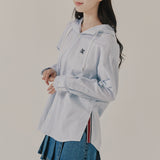 スライドスリットフーディシャツ / SIDE SLIT HOODIE SHIRT_SKY BLUE