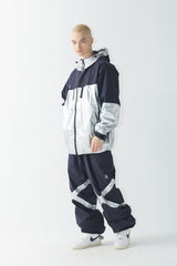 ウィンドブレーカーフーデッドステッチジャケット/BSR2223FWJK034 MMM WINDBREAKER HOODED STRETCH JACKET SILVER/NAVY
