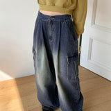 [MADE] Wooko Pintuck Cargo Back Banding Wide Denim Pants