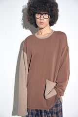 KNIT X TERRY COMBINATION POCKET TEE (Beige) / コンビネーションポケットTシャツ