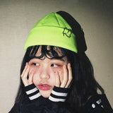 ネオングリーンボールチェーンビーニー / NEON GREEN BALL CHAIN BEANIE