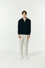 ハーフジップアップニットスウェットシャツ/HALF ZIP UP KNIT SWEATSHIRTS NAVY