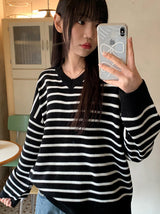 CLボーダールーズVネックニット(3color)
