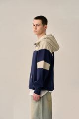 COLOR TONING PATTERN ANORAK -NAVY