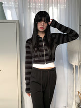 Chipo ストライプブラッシュクロップジップアップ