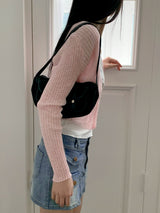 リーミングサマーシースルーワンボタンクロップ長袖カーディガン【6色】/[6 colors] Leoming summer see-through one-button cropped long-sleeved