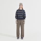 カシミアウールブレンドストライプニットプルオーバー/CASHEMERE WOOL BLENDED STRIPE KNIT PULL OVER_NAVY