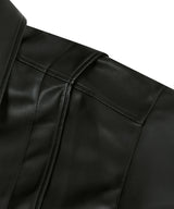 87-STAN028 [Vegan Leather] Multi Placket Leather Jacket Black