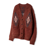 CHIMAYO PATTERN BRUSHED CARDIGAN BRICK