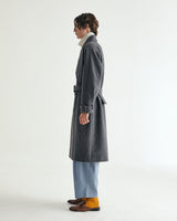 UNISEX BELTED WOOL DOUBLE COAT M - SHARKSKIN DARK GRAY (6636059328630)