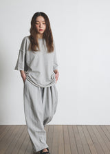DOTTED-STRIPE BALLOON SWEAT PANTS (Gray) / ドットストライプバルーンスウェットパンツ