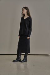 ウール Vニット/WOOL V-KNIT_CHARCOAL