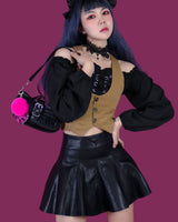 chi-chi leather pleats skirt (6667131060342)