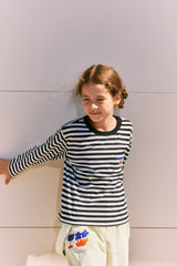 [KIDS] KIRSH X MISAKI KAWAI KIDS ARTWORK STRIPE T-SHIRT [BLACK]