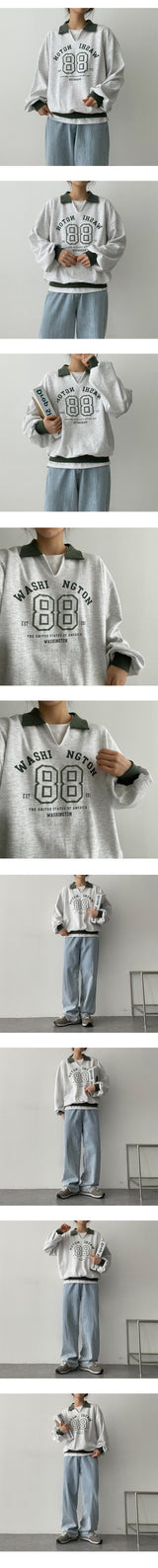 アーム配色カラースウェットシャツ/Arm Colored collar sweatshirt