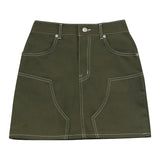 KHAKI TOP STITCH MINI SKIRT