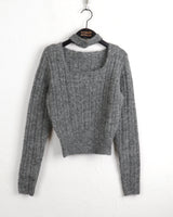 Rucle Choker Set Wool Square Neck Ribbed Knit