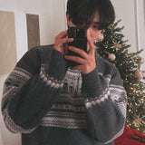 メリークリスマスウール40%セミジップアップニット