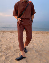 Kant Linen Belt Banding Slacks (3color) (6567597178998)