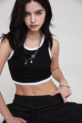 mii リブ クロップタンクトップ / mii RIBBED CROP TANK TOP BLACK