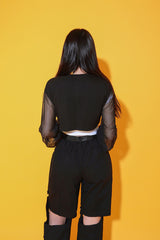 ミッションシースルークロップTシャツ/TOP(8193) motion see-through crop Tee