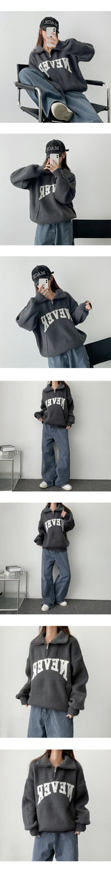 Never Warm Thick Half Zip-Up Knitwear