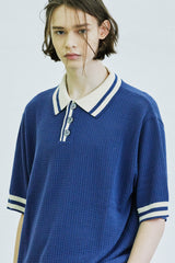 カラーストライプ ピケニット Tシャツ / color stripe pique knit t-shirt blue