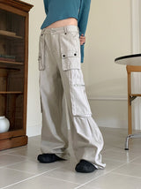 ケーズY2Kグレーポケットカーゴコットンパンツ/Keds Y2K Gray Pocket Cargo Cotton Pants
