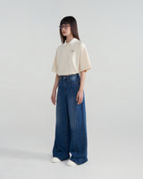 プリヴェラインワイド-レッグデニムジーンズ / PRIVÉ LINED WIDE-LEG DENIM JEANS - CREAM/DENIM BLUE