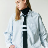 DOUBLE HOLDER STRAP STRIPE SHIRT SKY BLUE