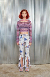 オーバーロックスリットパンツ/overlock slit pants _ white