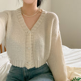 [3color] FLUID BALLOON V-NECK CARDIGAN