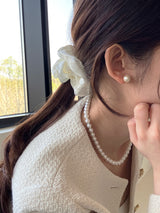 [92.5silver] cotton pearl earrings_ivory (2sizes)