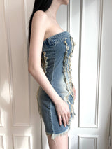 ジェンダメージデニムトップワンピース/[High quality] 853. Jen damage denim top ops