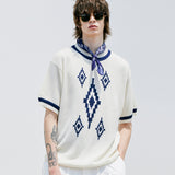 ナバジョパターンリンガーハーフニット / NAVAJO PATTERN RINGER HALF KNIT CREAM