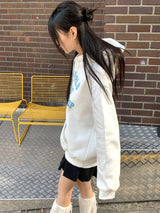 [Brushed lining] world lettering overfit hooded t-shirt