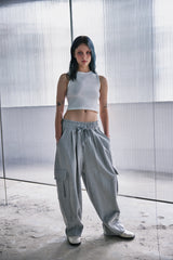 H-T CARGO BALLOON SWEAT PANTS (Gray) / カーゴバルーンスウェットパンツ