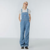 Pleated wide-leg denim jumpsuit
