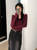 Ano バックスリットストラップカットVネックTシャツ