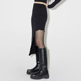 Side-off Midi Skirt [BLACK] (6638398472310)