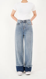 ワイドフィットロールアップデニムパンツ/WIDE FIT LIGHT BLUE ROLL UP DENIM PANTS [16635]