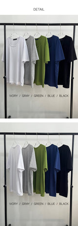 [BASIC ITEM] Eco u neck half t-shirts(5color)