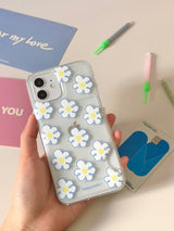 ブルーフラワーカードケース _ クリアハード (アイフォンケース) / Blue flower card case _ Clear hard (iphone case)