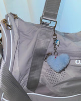 Blue heart fur keychain