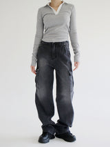 セニティーカーゴパンツ / no.5184 Senity Cargo Pants - Black denim