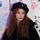 エコレザーベレー帽/0 4 CT eco leather beret - BLACK