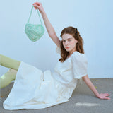 ハンドメイドハートバッグ / HANDMADE HEART BAG, IVORY+MINT