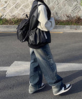 ビンテージワイドフェーディングデニムパンツ / vintage medium-blue wide fading denim pants
